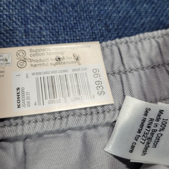 SO NWT High Rise Cargo Wide Leg Pants Mallow Clay Women Size L - Picture 6 of 14